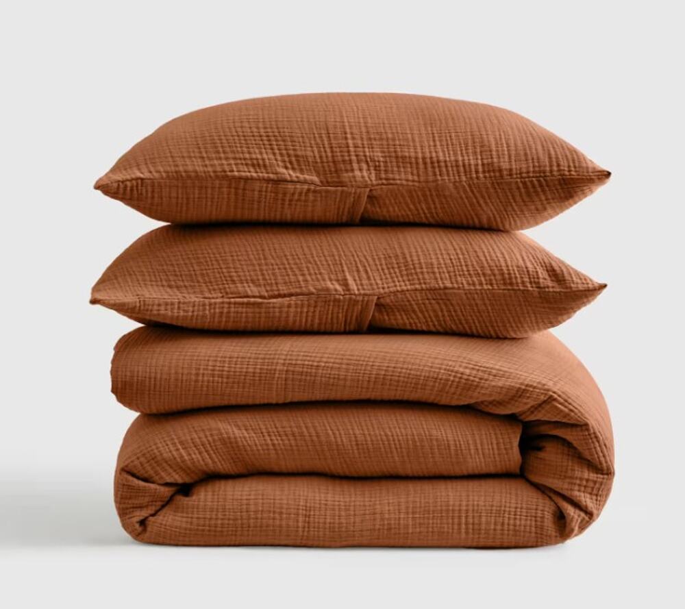 Quince Airy Gauze Duvet Cover + SHAMS Terracotta KING 100% Organic NEW